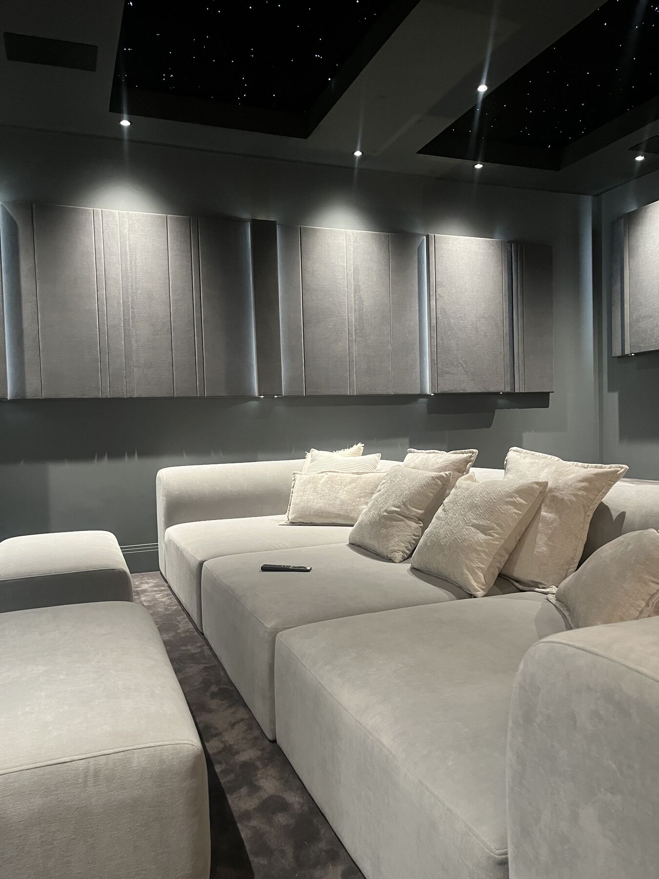 Bloomer modular seating in a private cinema beneath a star ceiling