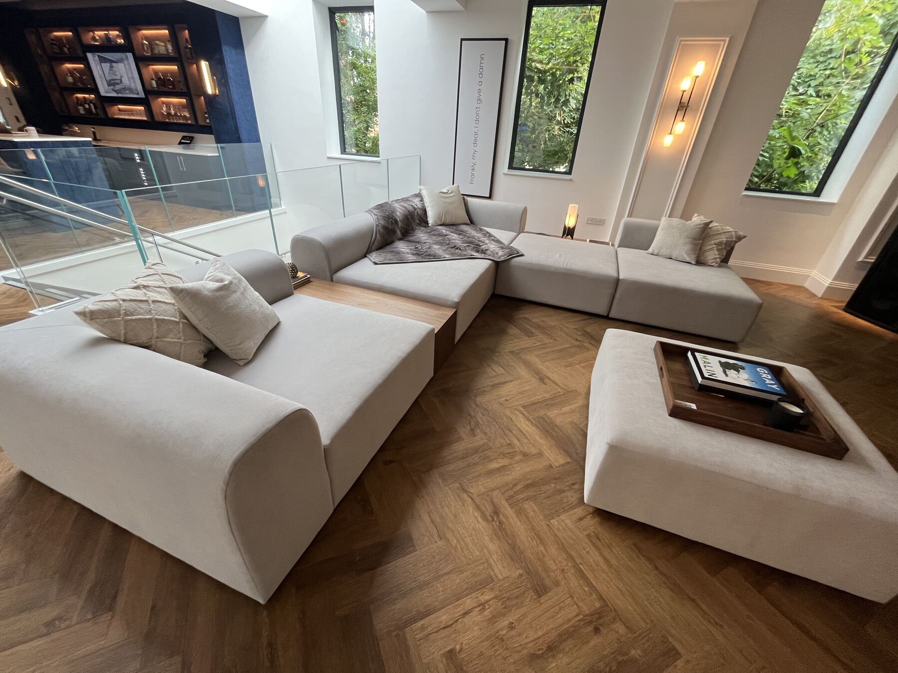 Bloomer modular platform seating in a bright showroom