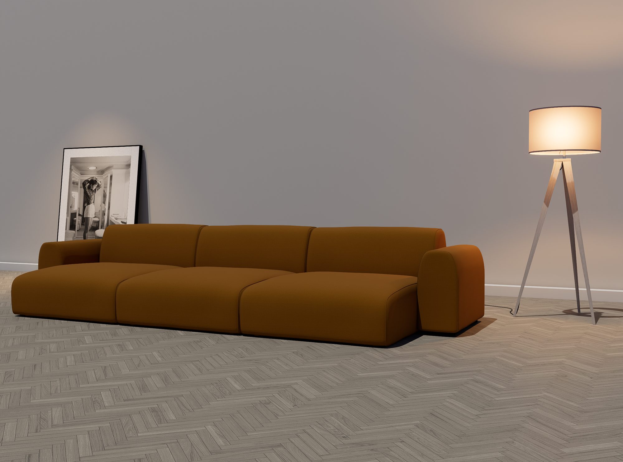 Bloomer three-seat in tan