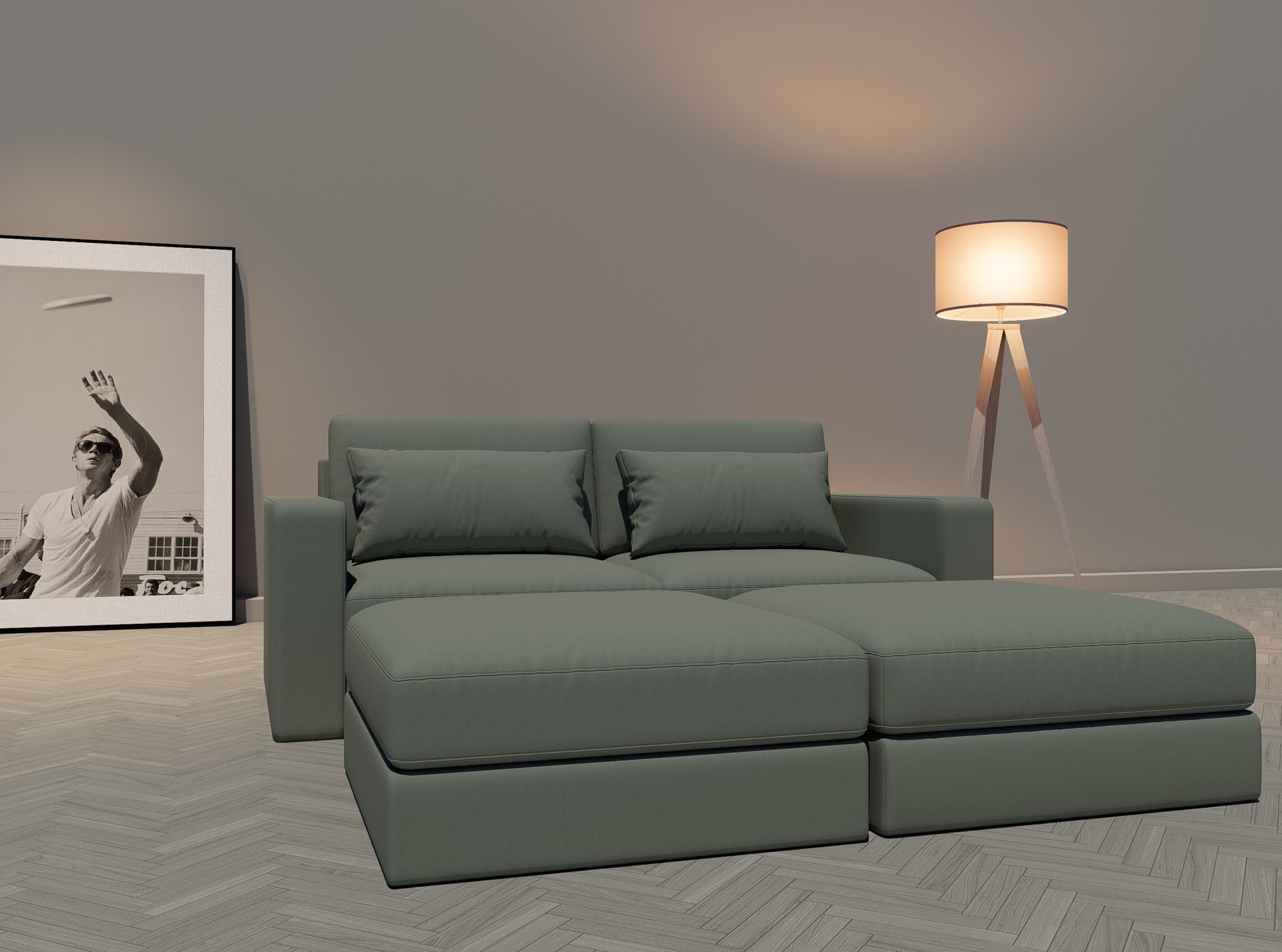 Buckley two-seat with footstools