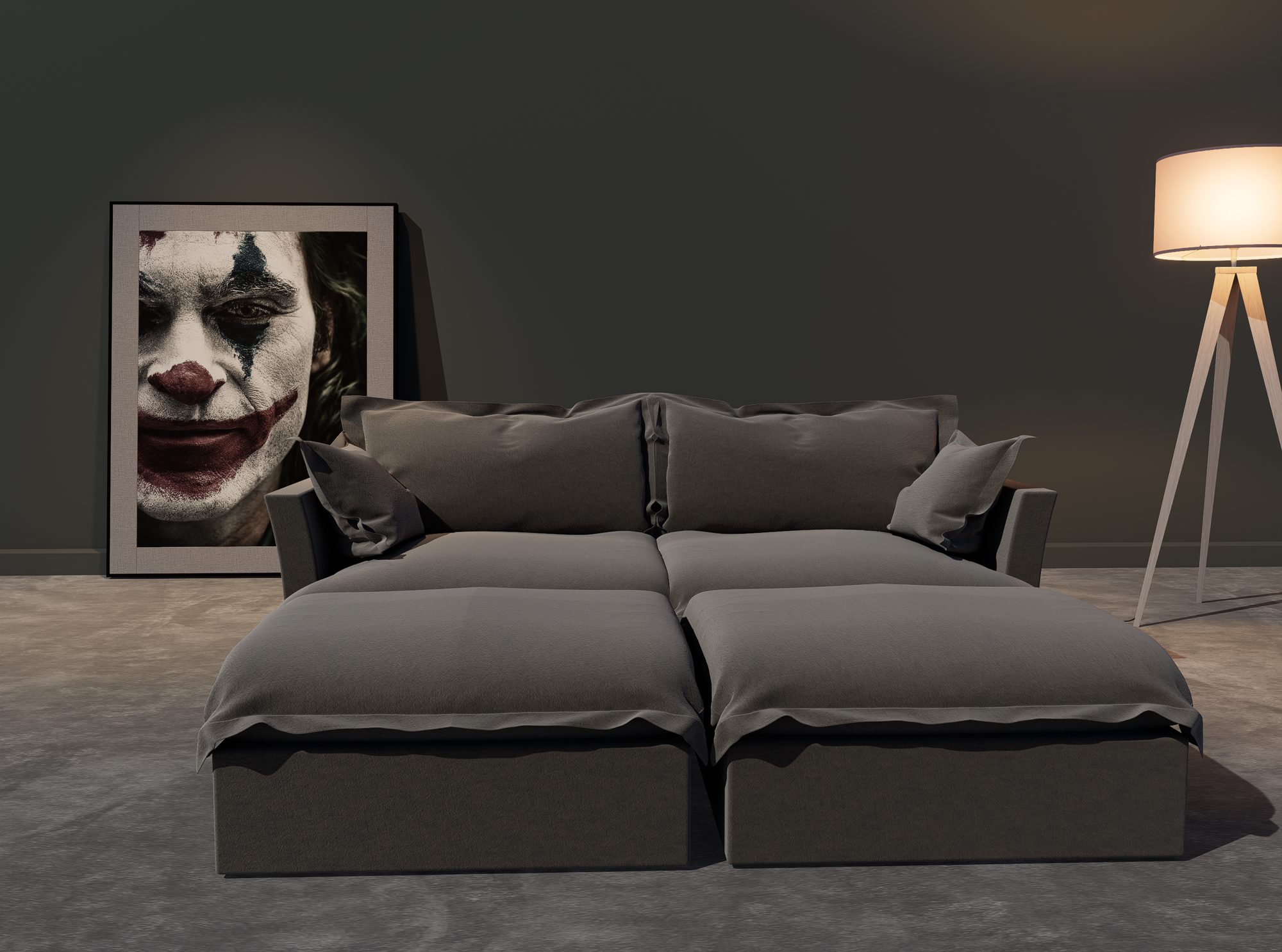 Thomas two-seat with footstools in charcoal